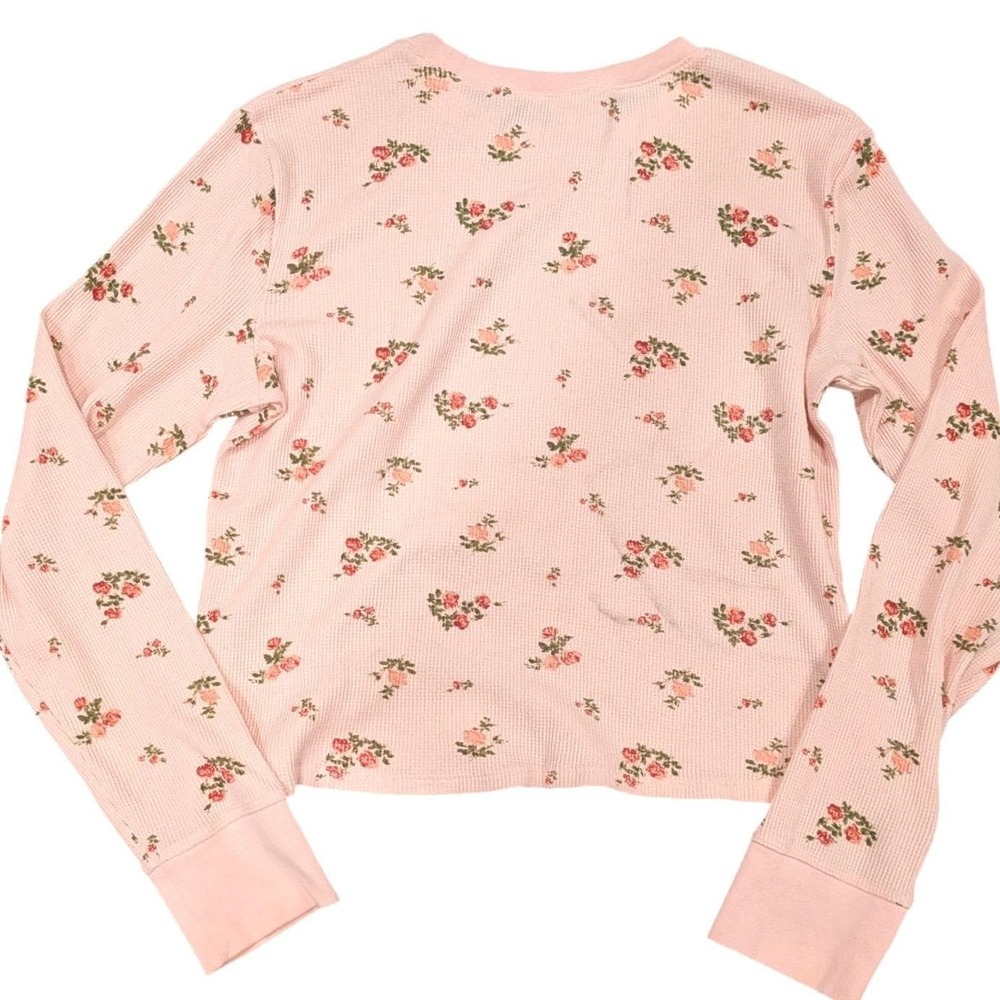 URBAN OUTFITTERS Out From Under Pink Floral‎ Rose Waffle Thermal Top XL Cotton - Picture 4 of 10